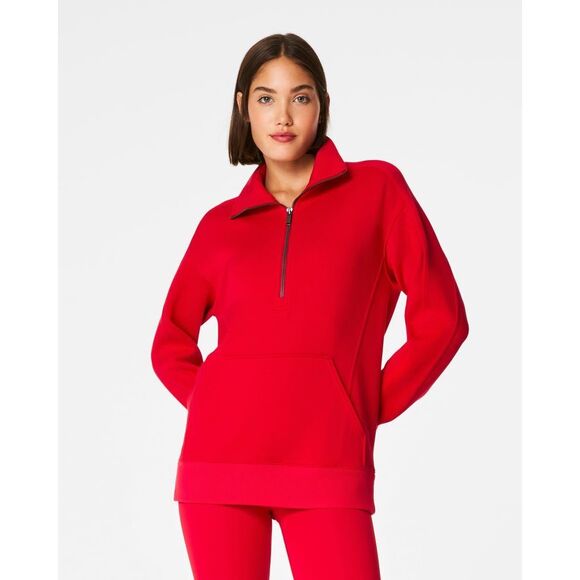 Spanx Women's Red AirEssentials Luxe Half Zip Tunic Sweatshirt Size XL NWOT - Picture 1 of 11